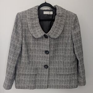Tahari Arthur S. Levine Tweed Jacket Blazer Size 18 Scalloped Collar